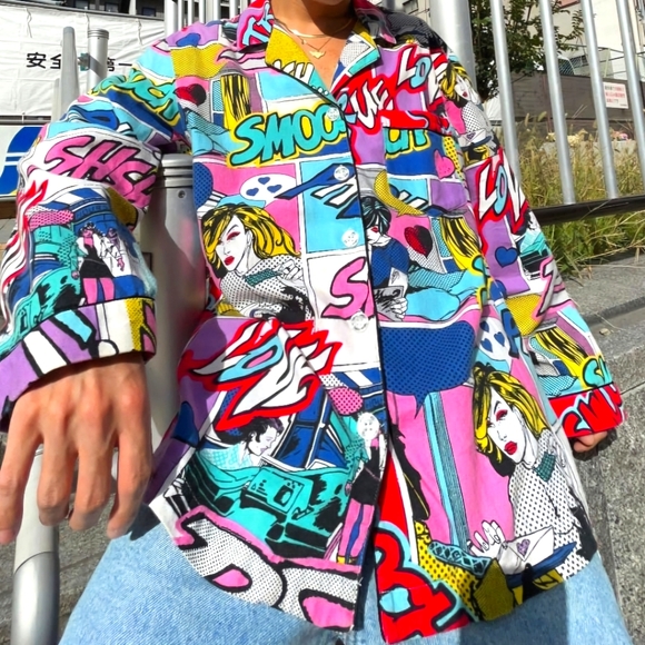 Victoria's Secret Tops - Victoria's Secret 90’s Cartoon Comics Pop Art Flannel Pajama Top Size Medium